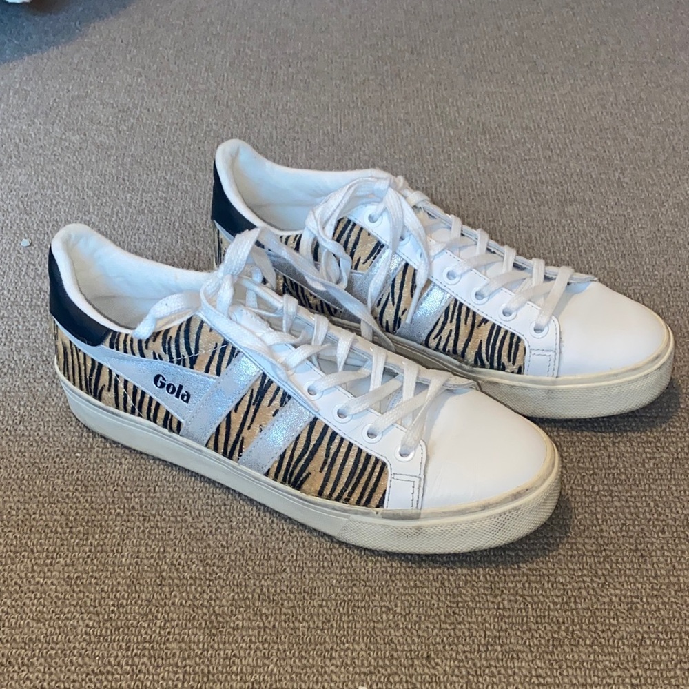 Gola Animal Print Sneakers with Silver and Gold Accents sz 40 or 9